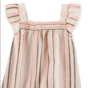 NWT SIZE 6/6X Girls Linen Stripe flutter Sleeve T